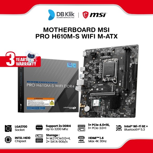 Motherboard MSI PRO H610M-S WIFI DDR4 m-ATX LGA1700