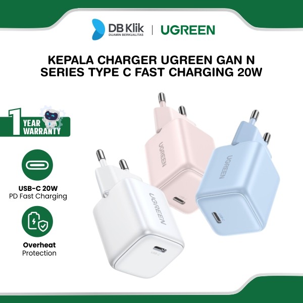 Kepala Charger UGreen GaN N Series Type C Fast Charging 20W PD - 55554 / 55555 / 55556