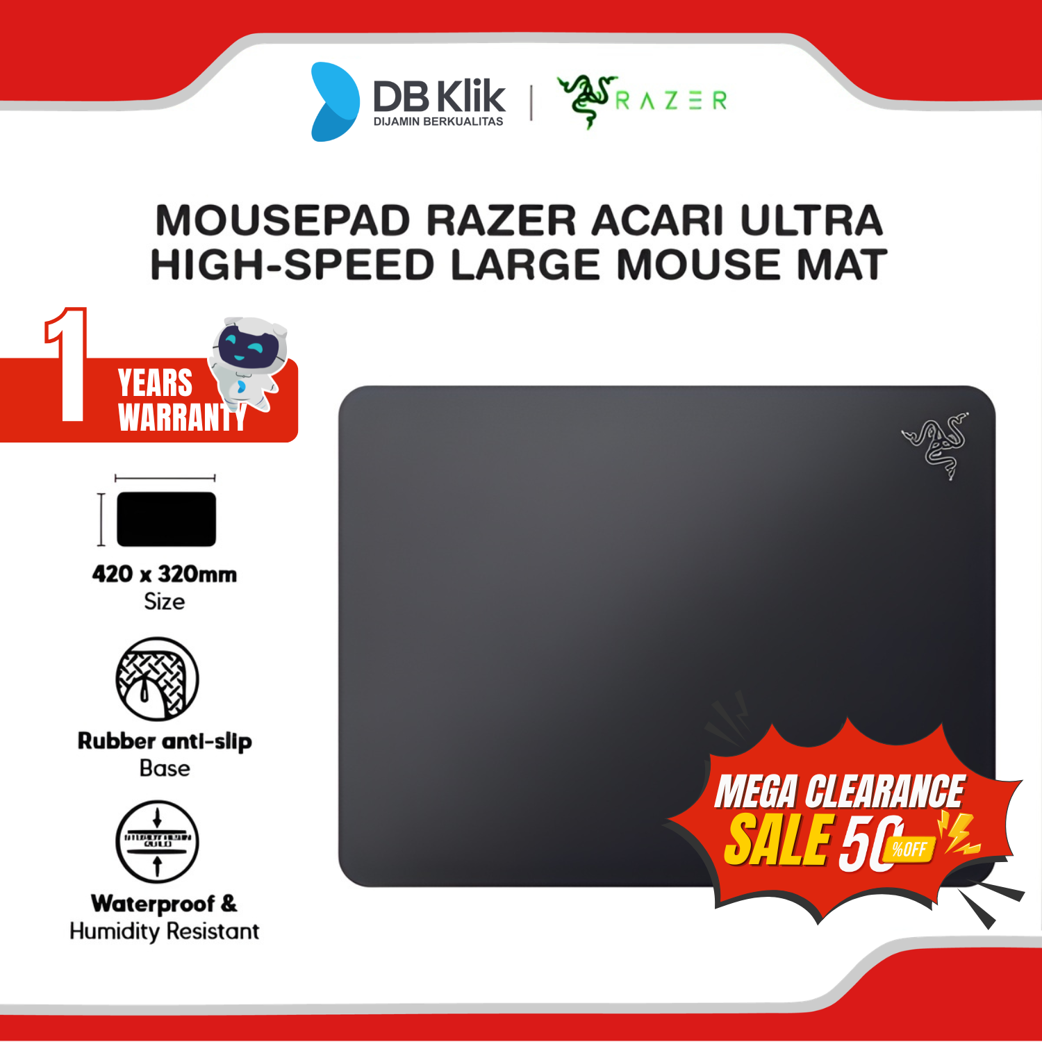 Mousepad Gaming RAZER ACARI L Ultra Low Frinction Mouse Mat ( RZ02-03310100-R3M1 )