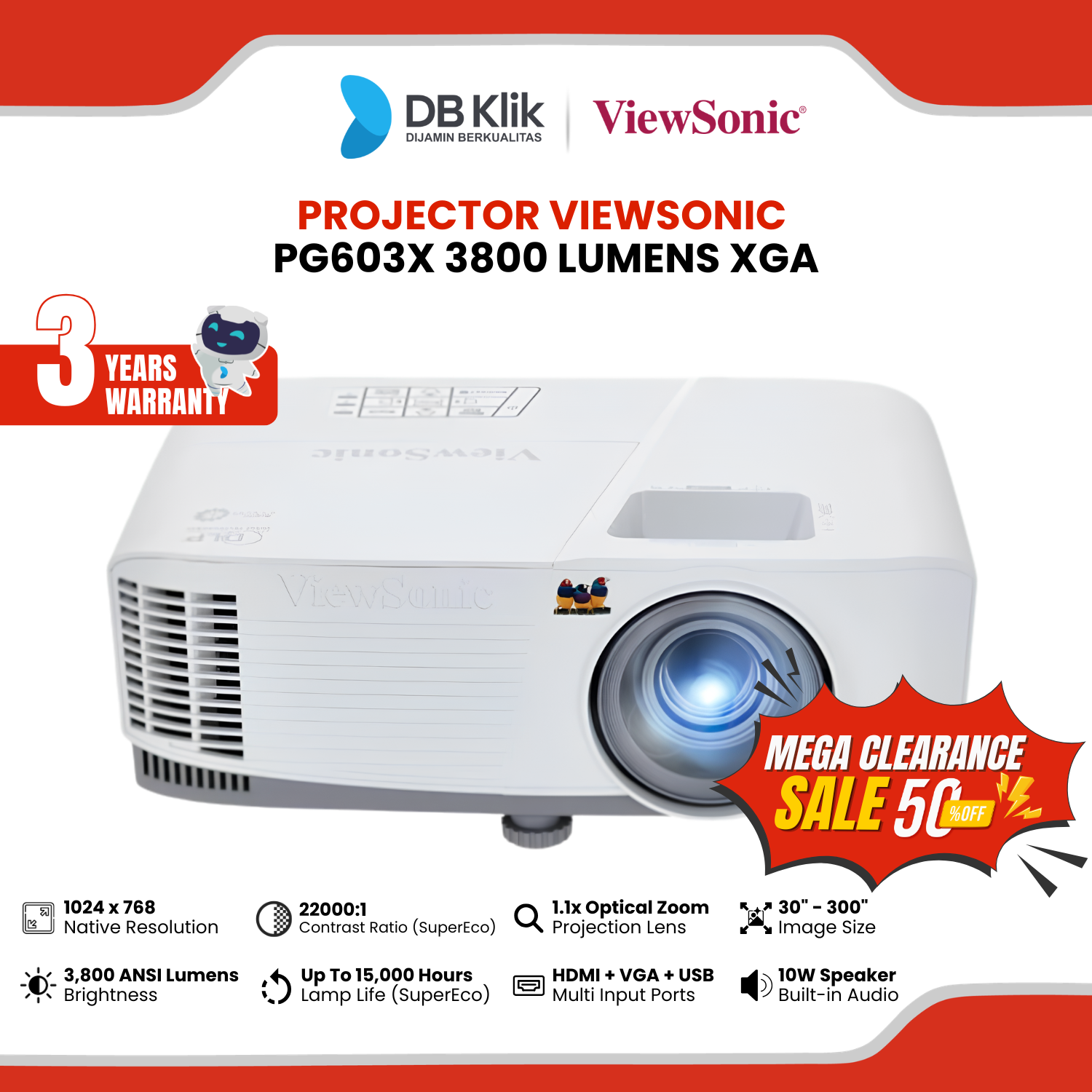 Projector VIEWSONIC PG603X 3800 Lumens XGA