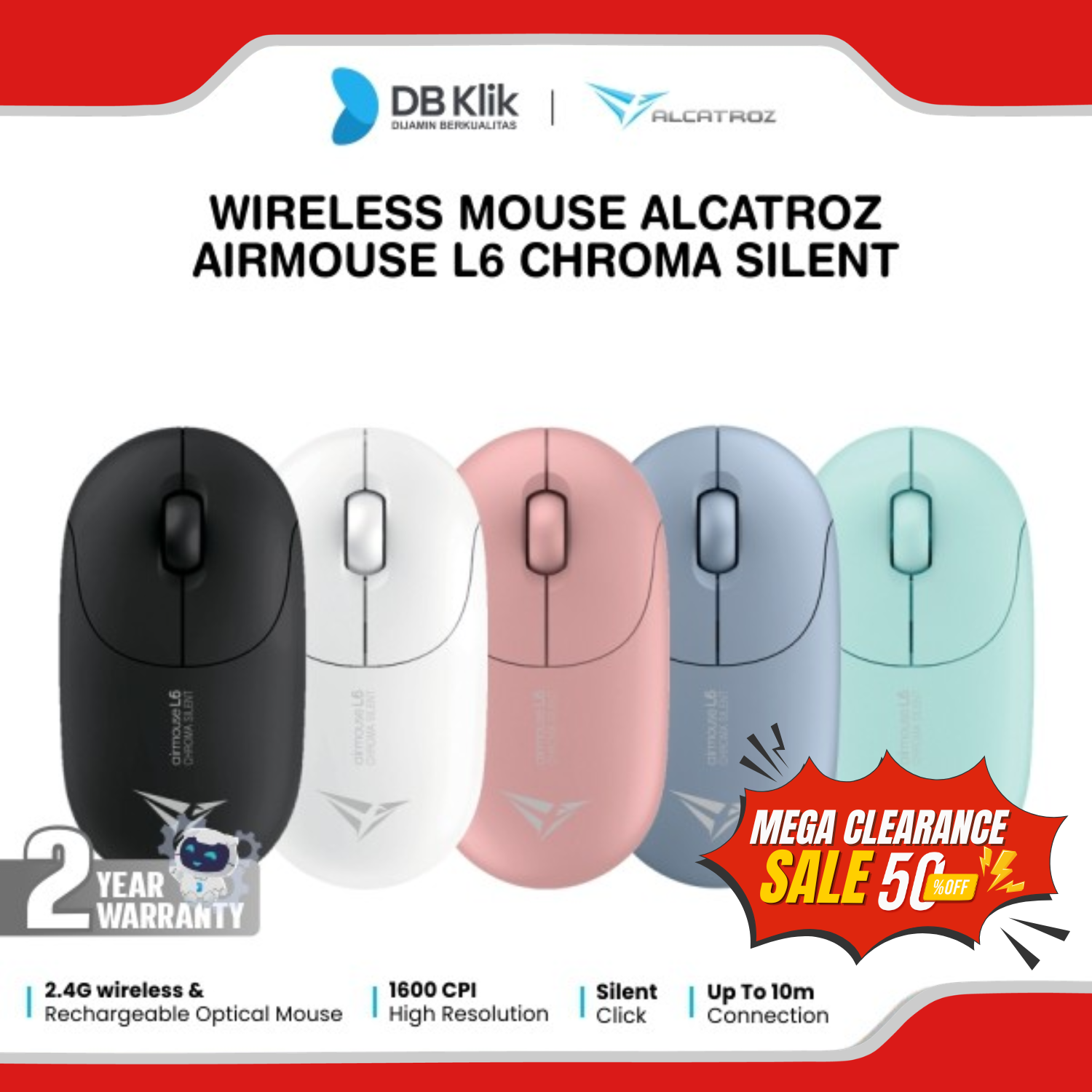 Mouse Alcatroz Airmouse L6 Chroma Wireless Rechargeable Silent